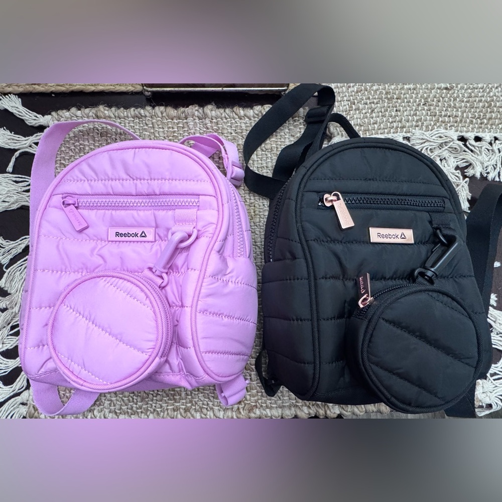 Reebok Women’s Luna Quilted Mini backpack with coin pouch Color pink and Black